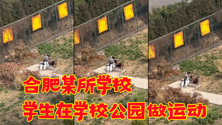 合肥某所學校學生在學校公園做運動春天來了