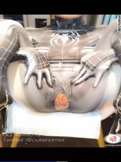 Nami Spiderman masturbation big breasts latex