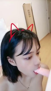 Pure loli girl, sexy ears sitting on the chair and spreading her pussy!!