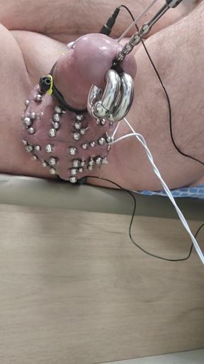Emotional moment from &quot;Double 00 prince albert piercings, heavily pierced scrotum estim stimulation until thick cum flows&quot;