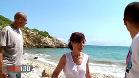 hot french milf on a sunny beach