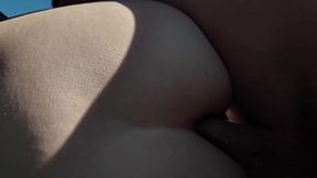 Her very first rough public booty-ride on a cabbie's chunky hammer