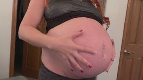 Pregnant Milf's Belly So Full After Holiday Party