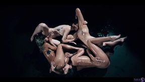 Three babes get nasty in group sex frenzy, anal&#x1F44C;, blowjobs and more in Veronica's party trailer