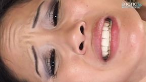 Asia girl rubs his cock between her thighs