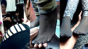 Grecia is back! Warm rubs and teases in worn nylons - Cell captions MOV