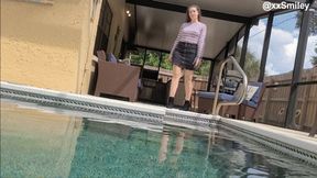 Jean skirt, long sleeve and boots WETLOOK