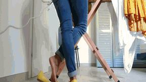 In ballet shoes, while ironing AVI(1280x720)FHD