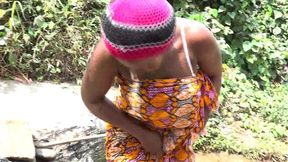 hot and wild public fuck at the river between a bodybuilder and a neighbor during laundry in cameroon, africa. to see exclusively on xvideos red