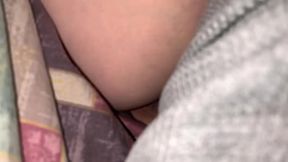 Mom's stepdad gets her wet then she gives him a BJ while others look