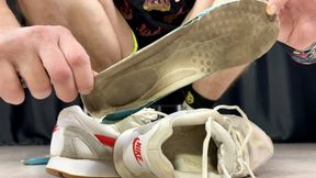 Smelly white Long Mens Socks - Foot Slave Training, Wrinkled Calloused Soles, Male Domination, Smoking Vape, short Sports Shorts, Dirty Shoe Insoles, Socks Removal 4k