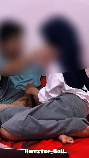 Memorable moment from &quot;Hijab Girl College Handjob Dick While Doing College Assignment With Her Friend&quot;