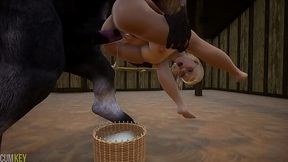 Busty Babe Milks Hung Horses in 3D Gangbang Galore