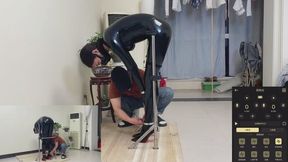 Latex girl's restraint frame restraint
