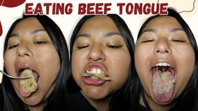 Eating beef tongue