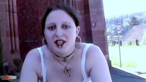 gothic brunette hitchhiker lou-ann pays for ride with hardcore anal sex