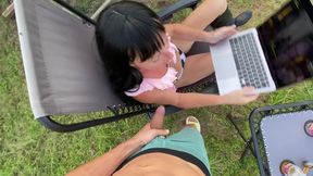 Cosplay gf Fucked Gagged Raw outside , Gamer-girl overload with cum & piss