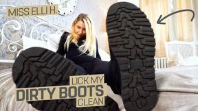 Lick my winter boots clean! ( Boot Fetish and Humiliation with MIss Elli H ) - 4K UHD MP4
