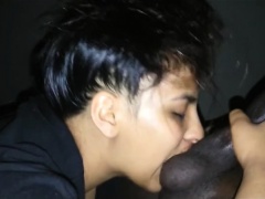 Insatiable amateur Latina worships a big black cock in POV