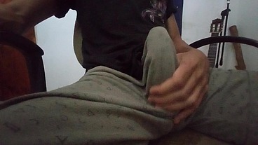 I cum hard before dad caught me moaning and jerking off my big cock