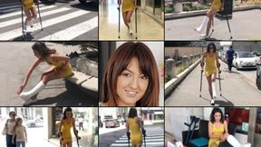Suzy SLC Super Sexy in Yellow As She Crutches Around Town