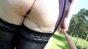 Crossdresser's Forest Adventure with a Butt Plug