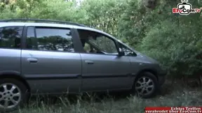 Mature German Milf with huge saggy tits gets fucked by BBC outdoor and in car