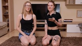Strip Head Shoulders Knees game with 2 seductive girls