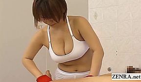 Subtitled busty Japanese massage therapist new to job
