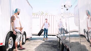 Pretty truck driver Bryce Hart enjoys a steamy h