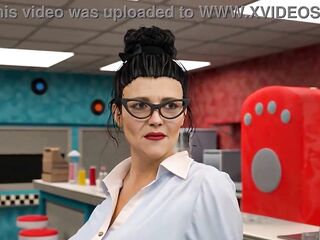 Aged Waitress sucks off her boss for a raise