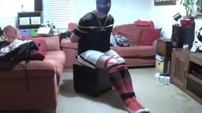 Miss M and Footballer completely bound and gagged tight by woman and struggling to get free
