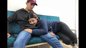 Blonde teen devours my cock in silence