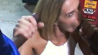 Crazy skank getting double penetration from 2 ebony handsome dudes