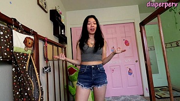 Mean college girl has to change messy adult diaper!