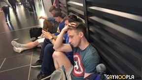 Hung Price Hogan cums in an airplane bathroom
