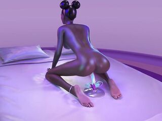 Exotic Temptress Layla, the Mystery Mouse Hotty, Rides a Rotating Sex tool & Explodes in Climax
