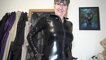 Handjob in Black Gloves