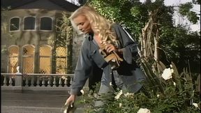sandra romain gets the body oil next as both tony t and van damage apply the slippery...