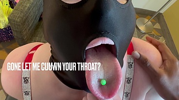 Masked eater gets tits and esophagus drilled until throat pie