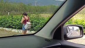 Picking Up and Banging a Hot Hitchhiker for a Ride