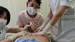The Asian nurse and doctor examined the patient's buttocks and penis