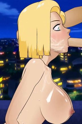 Android 18 Throat Fucked Balls Deep by a Big Thick Cock with Her Face Soaked in Cum Right in Front of Her Husband