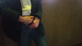 Guy jacks off in concrete jungle, balls-deep in extreme public whoring