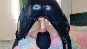 Deepthroat training. Dominatrix Nika trains slave&#039;s throat with her strapon. Sexy ass
