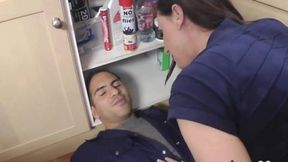 Stockinged British mature gets doggystyled (Kaylana Reese)