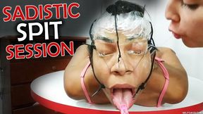 Katherine’s Sadistic Spit Session: Maria Hogtied, Distorted, and Drenched! (high res mp4)
