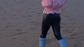 Blonde plays and in muddy wellies whilst smoking | 1080p