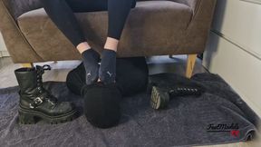Black Puma Socks sniffing from queen Sophie after shopping