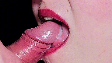 big Close up - a stream of sperm deep in the throat